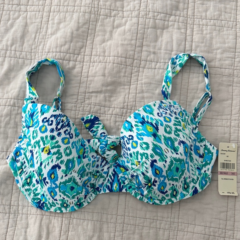 Tommy Bahama Blue, Teal & White Ikat Underwire Bikini Top